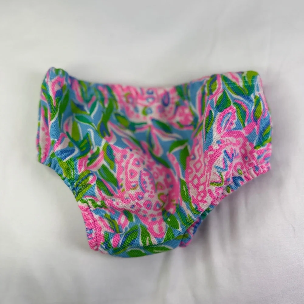 Lilly Pulitzer Swim Bottom Baby 3-6M Pink Blue Floral Print Diaper Cover